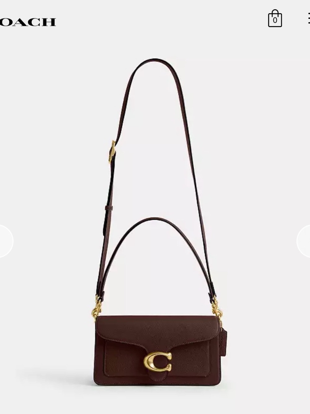 Coach Dark Brown Leather Shoulder Bag with Gold Hardware